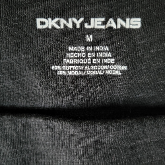 DKNY Jeans. Faux wrap midi skirt, black/ecru boho print in jersey knit. M - Picture 5 of 5